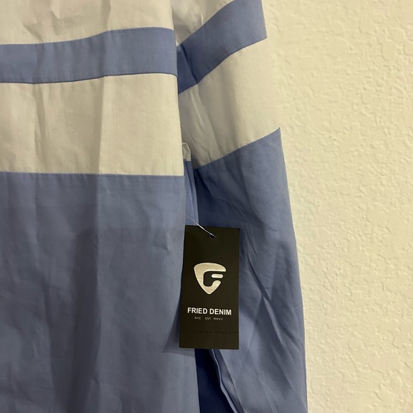 💥PRICE⬇️ 
FRIED DENIM • Blue & White Long Sleeve Shirt • XL - Picture 3 of 8